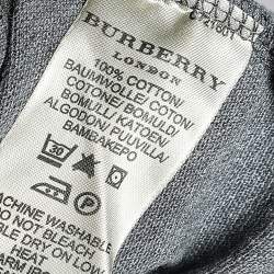 Pre Owned تي شيرت بولو بربري قطن رصاصي بيكيه مقاس كبير (لارج)