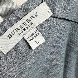 Pre Owned تي شيرت بولو بربري قطن رصاصي بيكيه مقاس كبير (لارج)