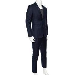 Pre Owned Burberry Navy Blue Wool Single Breasted Suit M