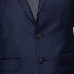 Pre Owned Burberry Navy Blue Wool Single Breasted Suit M