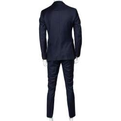 Pre Owned Burberry Navy Blue Wool Single Breasted Suit M