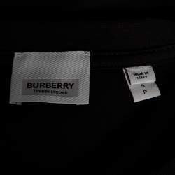 مملوكة مسبقًا تي شيرت بربري قطن مطبوع أسود أكمام قصيرة مقاس صغير (سمول)