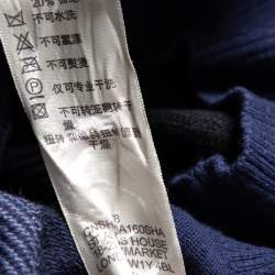 Pre Owned Burberry Navy Blue Checkered Cotton Knit Crewneck Sweater M