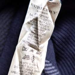 Pre Owned Burberry Navy Blue Checkered Cotton Knit Crewneck Sweater M