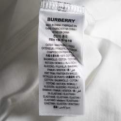 Pre Owned تي شيرت بربري قطن أبيض بالشعار المطبوع أكمام قصيرة مقاس متوسط - ميديوم