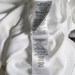 Pre Owned تي شيرت بربري قطن أبيض بالشعار المطبوع أكمام قصيرة مقاس متوسط - ميديوم