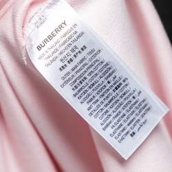 Pre Owned تي شيرت بولو بربري قطن بيكيه وردي بالشعار مقاس كبير جدًا - إكس لارج