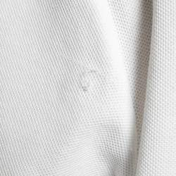 مملوكة مسبقًا تي شيرت بولو بربري  قطن بيكيه أبيض مطرز بشعار مقاس كبير جدًا - إكس لارج