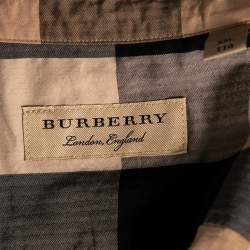 Pre Owned قميص بربري قطن كاروهات نوفاتشيك بيج بأزرار أمامية مقاس كبير جدًا جدًا - إكس إكس لارج