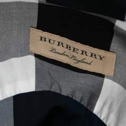 Pre Owned Burberry Blue Exploded Check Cotton Button Front Shirt XS