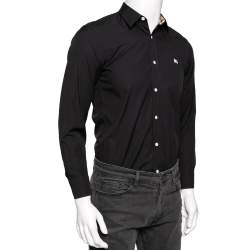 Pre Owned قميص بربري قطن أسود أزرار أمامية مقاس صغير جداً (اكس سمول)