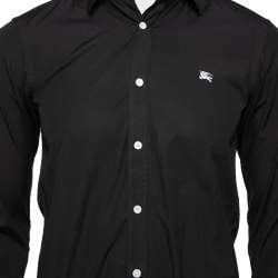 Pre Owned قميص بربري قطن أسود أزرار أمامية مقاس صغير جداً (اكس سمول)