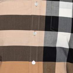 Pre Owned Burberry Beige Checkered Cotton Button Front Shirt XS