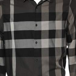 Pre Owned Burberry Black Nova Check Cotton Tailored Shirt L