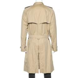 مملوكة مسبقًا معطف بربري غباردين قطن بيج طويل مقاس إكس إكس لارج