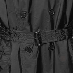 مملوكة مسبقًا Burberry Black Taffeta Double Breasted Long Coat XL