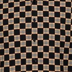 مملوكة مسبقًا قميص بربري قطن كاروهات ترولو بيج وأسود مقاس متوسط (ميديوم)