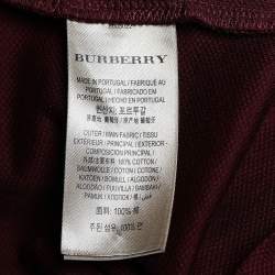 Pre Owned تي شيرت بولو بربري قطن أحمر داكن مطرز شعار الماركة بيكية مقاس كبير جداً جداً (اكس اكس لارج)