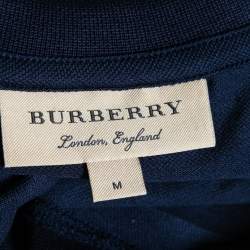 Pre Owned Burberry Navy Blue Short Sleeve Polo T-Shirt M