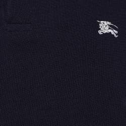 Pre Owned Burberry London Navy Blue Pique Cotton Long Sleeve Polo T-Shirt XL