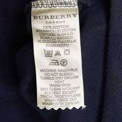 Pre Owned Burberry London Navy Blue Pique Cotton Long Sleeve Polo T-Shirt XL