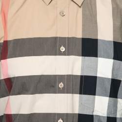 Pre Owned Burberry Beige Checked Cotton Button Front Shirt XXL