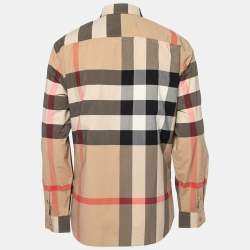 Pre Owned Burberry Beige Checked Cotton Button Front Shirt XXL