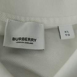 Pre Owned Burberry White Cotton Polo T-Shirt XL