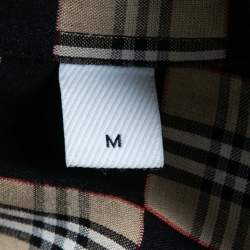 Pre Owned Burberry Black & Beige Checkerboard Printed Cotton Short Sleeve Shirt M