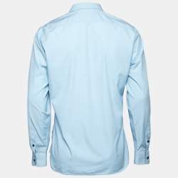 Pre Owned قميص بربري قطن أزرق أزرار أمامية مقاس متوسط