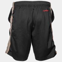 Burberry Black Knit Side Check Stripe Drawstring Shorts M
