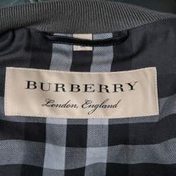 Pre Owned Burberry Grey Leather Zip Front Long Sleeve Jacket XL