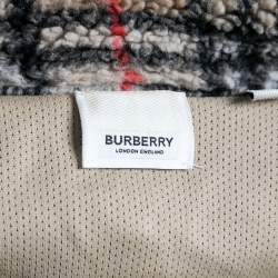 Pre Owned Burberry Beige Vintage Check Fleece Zip Front Jacket XL