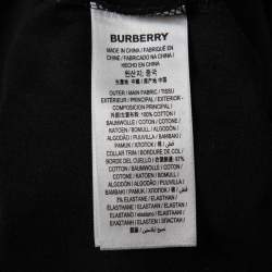 Pre Owned Burberry Black Cotton Logo Appliqued Short Sleeve T-Shirt L