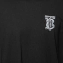 Pre Owned Burberry Black Cotton Logo Appliqued Short Sleeve T-Shirt L