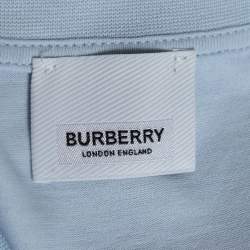 Pre Owned Burberry Light Blue Cotton Logo Print Oversized T-Shirt L