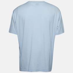 Pre Owned Burberry Light Blue Cotton Logo Print Oversized T-Shirt L