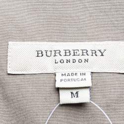 Pre Owned قميص بربري قطن كاكي بأكمام قصيرة أزرار أمامية مقاس متوسط - ميديوم