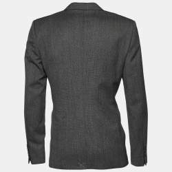 Pre Owned Burberry Grey Textured Wool Sandhurst Tailored Jacket  XXL