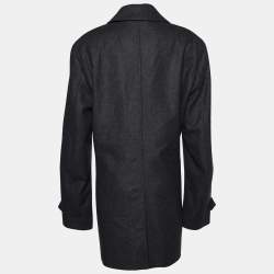 Pre Owned Burberry Dark Grey Wool Button Front Coat XXL