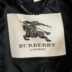 Pre Owned Burberry Dark Grey Wool Button Front Coat XXL