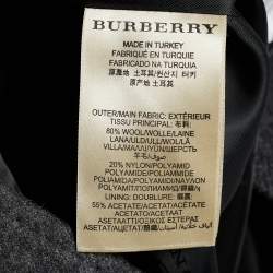 Pre Owned Burberry Dark Grey Wool Button Front Coat XXL