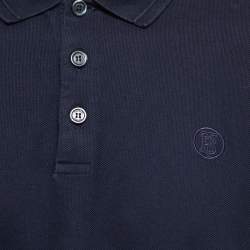 Pre Owned Burberry Navy Blue Cotton Pique Short Sleeve Polo T-Shirt XXL