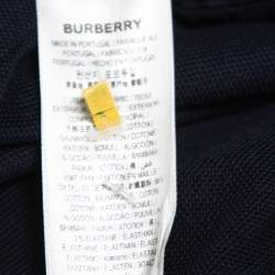 Pre Owned Burberry Navy Blue Cotton Pique Short Sleeve Polo T-Shirt XXL