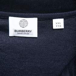 Pre Owned Burberry Navy Blue Cotton Pique Short Sleeve Polo T-Shirt XXL