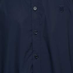 Pre Owned Burberry Navy Blue Cotton Button Front Shirt XL
