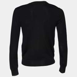 Burberry Black Merino Wool V-Neck Sweater M