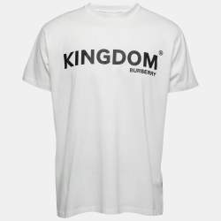 Burberry White Cotton Kingdom Print Crewneck T-Shirt S