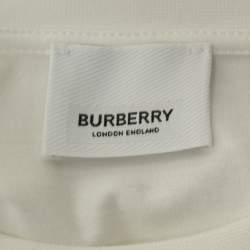 Burberry White Cotton Kingdom Print Crewneck T-Shirt S