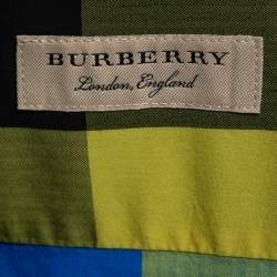Burberry Blue Checked Stretch Cotton Button Down Shirt S